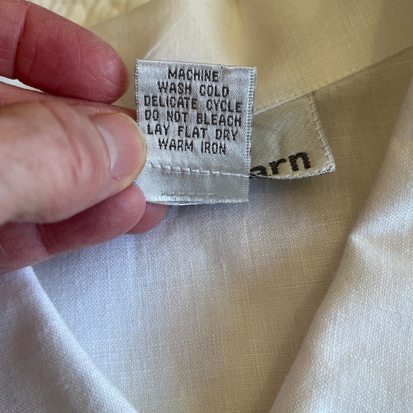 100% Linen Tunic Shirt Jacket Embroidered Flamingo Palm Women’s XL White Preppy - Picture 4 of 15